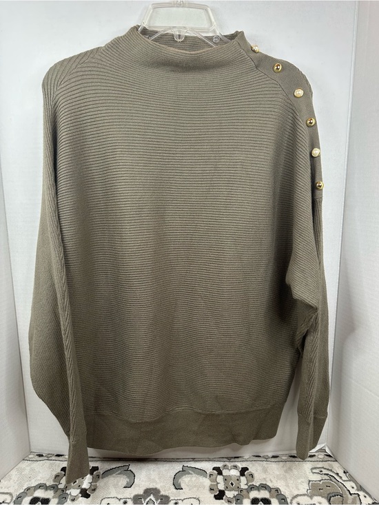 Belldini Sweaters - Belldini Olive Crewneck Sweater with Gold Shoulder Buttons, size XL, NWT